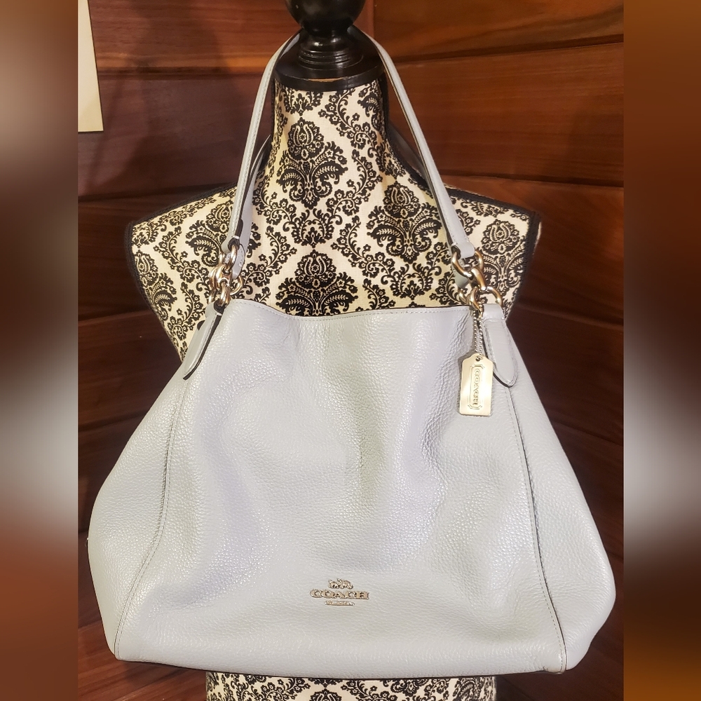 COACH Hallie Shoulder Purse Bag F80268 Pale Blue